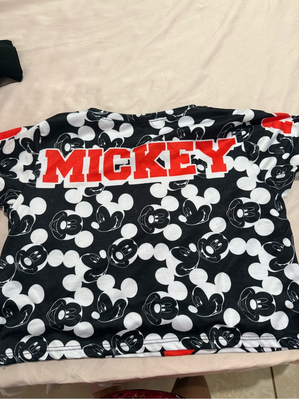 Mickey Black & White Kids Tee with Red Logo
